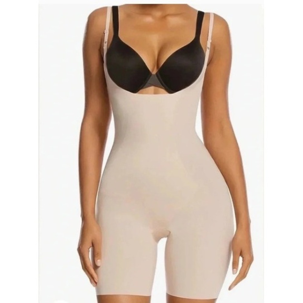 SHAPERX Beige Seamless Open‎ Bust Shapewear Bodysuit Tummy Control Small NEW